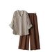 Women's Striped Print Casual Shirt Pants Set High-End Retro Style Autumn Winter Clothing_ecoleips.com