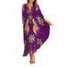 Women's Spring V-Neck Printed Loose Fashion Dress_ecoleips.com