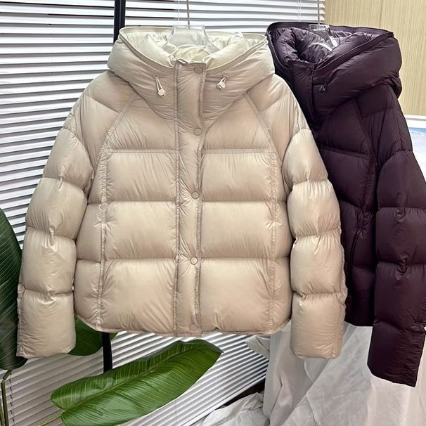 Women's Short Puffer Jacket With Hood - Oversized Cloud-Like Winter Coat, Lightweight Quilted Polyester, Warm & Stylish Streetwear For Cold Days_ecoleips.com