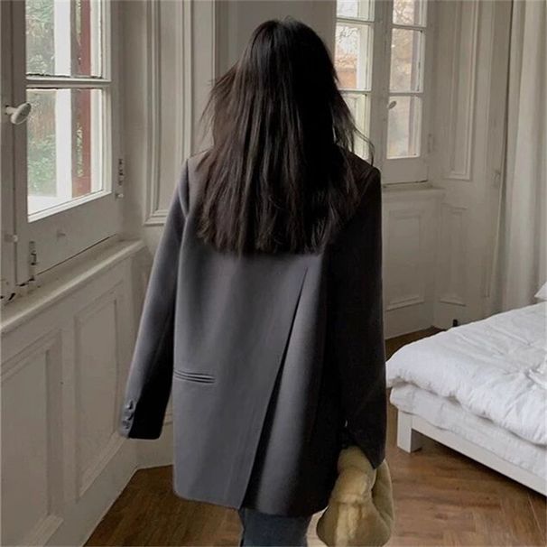 Chic Grey Blazer Petite Women's Casual Suit Sophisticated Design Spring Autumn Style Niche Outerwear_ecoleips.com