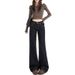 Women's American Style Dark Blue Flared Jeans Straight Leg Loose Fit plus Size Retro Low Waist Slimming Wide Leg Floor Length_ecoleips.com