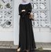 Women's Clothing Trumpet Sleeves Split Hem Loose Pullover Solid Color Dress_ecoleips.com