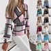 Women's V-Neck Printed Long Sleeve Blouse - Elegant Floral & Striped Patterns, Breathable Polyester-Cotton Blend, Versatile Casual & Office Wear_ecoleips.com