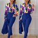 Women's Clothing Casual Suit Printed Stand Collar Long Sleeved Shirt Top And Trousers Two Piece Set_ecoleips.com
