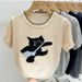 Women's Clothing Round Neck Short Sleeved Knitted Sweater For Women Spring New Women's Clothing Loose And Slim Cartoon Niche Half Sleeved Top Trend_ecoleips.com