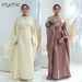 Modest Abaya Dress Oversized V-Neck Maxi Dress With Inner Tie – Flowy Polyester, Modest & Boho (20 Colors, 1-2 Size)_ecoleips.com