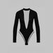 In-stock European And American Spring/autumn New Sexy Deep V Sheer Mesh Slim-fit Long-sleeve Bodysuit Top Wholesale_ecoleips.com
