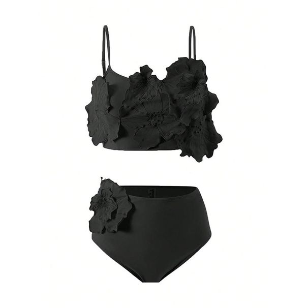Women's 3D Floral Decorated Camisole Bikini Set European Style Sexy Summer Vacation Fashion Sleeveless Wire-Free Polyester_ecoleips.com