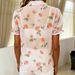 Women's Clothing Summer New Arrival Women's Puff Sleeve Rose Print Sheer Shirt_ecoleips.com
