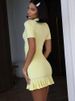 JULISSA MO Knitted Sexy Hollow Out Ruffle Women Dress Pink Short Sleeve Lace Up Dress Female Summer Slim Elegant Party Beachwear_ecoleips.com