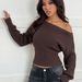 Off-Shoulder Knitted Sweater For Women Style Autumn Winter Slimming Sexy Long Sleeve Waist Cinching Base Layer_ecoleips.com