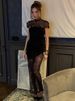 Mozision Lace Backless Sexy Mini Dress Women Gown Elegant See Through Turtleneck Sleeveless Bodycon Club Party Dresses Female_ecoleips.com