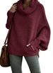 Women’s High Neck Knit Sweater – Oversized Batwing Sleeve Pullover (Solid Colors, Cotton Blend, Casual Loose Fit, Streetwear Chic)_ecoleips.com