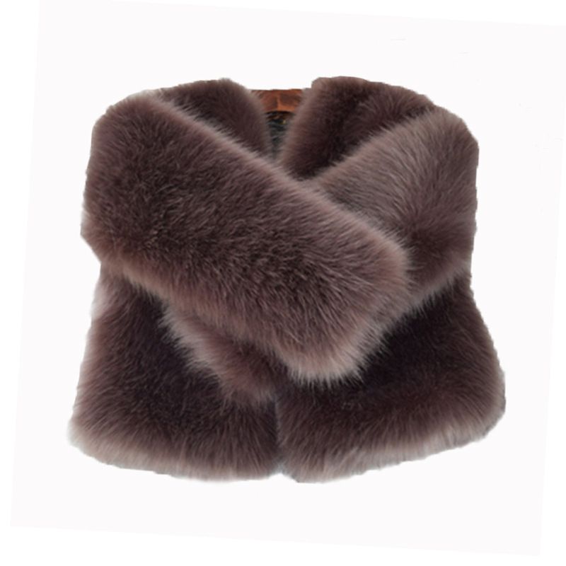 Women's Clothing Women's Fashion Faux Fur Coat Winter Long Sleeve V-Neck Jacket Casual Outerwear (Raccoon Yellow, Silver Fox, Bean Red)_ecoleips.com