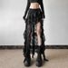 Verve Lotus Leaf Splicing Lace Slimming High Waist Sexy Design Short New Summer Irregular Cake Long Skirt_ecoleips.com