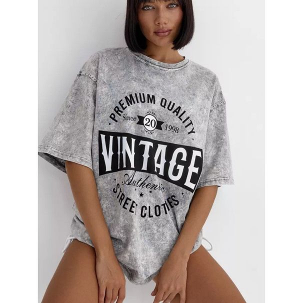 American High Street Vintage Washed Distressed Design Pure Cotton T-Shirt For Women Fashionable Versatile Casual Top Ins_ecoleips.com