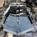 Women's Chic High-Waisted Denim Shorts – Rolled Hem, Wide-Leg & Breathable For Summer Casual Wear_ecoleips.com