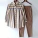 Women's Spring And Autumn Large Size Loose Fat MM Striped Collar Long-sleeved Fashion Sports Suit Two-piece Suit_ecoleips.com