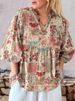Aria Basics Aria Basics 2025 New European And American Blouse, Bestseller On Independent E-commerce Platforms, V-neck Floral Print Puff Sleeve_ecoleips.com