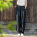 25 Autumn New Loose Fit Washed Cotton Slimming Casual Long Women's Linen Lantern Pants_ecoleips.com