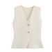 ZA Style Women's New Gold Button Knitted Vest + Small Pleated Patchwork Skirt_ecoleips.com
