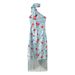 Summer 2025 Women's Tassel Print Off-Shoulder Halter Neck Long Dress Slim Waist Cross Border Fashion Casual Maxi Dress_ecoleips.com