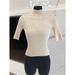 Elegant Turtleneck Slim Fit Pullover Knit Sweater Dongdaemun Style Short Sleeves Pure Alluring Women's Sweater in Stock_ecoleips.com