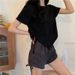 Irregular Drawstring Short Short-sleeved T-shirt Women's 2025 New Summer Korean Version Versatile Spice Girl Top_ecoleips.com