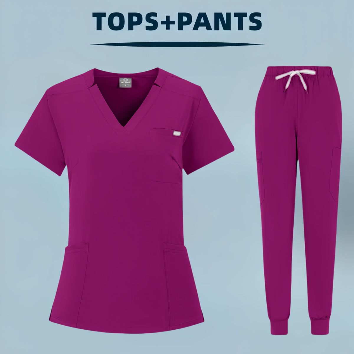 Women's Clothing Split Surgical Overalls V Neck Short Sleeves Female Hospital Scrub Suits Female Operating Room Washing Clothes_ecoleips.com