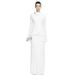 Women's Clothing Stylish And Elegant Long Sleeved Pleated Waist Elegant High-Waist Ruffle Dress – Long Sleeve A-Line, Wrinkle-Free (S-L, 5 Colors)_ecoleips.com