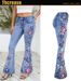 European And American Women's Wide-leg Pants, Denim Bell-bottom With Appliqué Embroidery, Long Pants For Foreign Trade_ecoleips.com