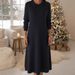 Vintage Peter Pan Neckline Knitted Midi Dress_ecoleips.com