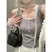 Korean-style Square-neck Lace-trimmed Camisole Women, Suitable For Spring Summer, Slim-fitting Inner Layer Top With Side_ecoleips.com