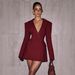 "Double-Breasted Blazer For Women – Deep V-Neck Elegant Suit Jacket In Classic Colors"_ecoleips.com