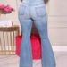 Light Blue Plus Size Stretch Ripped Jeans Wide Leg Flare Denim For Women Regular Thickness Solid Color England Style Fashion_ecoleips.com