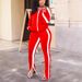 Women's Autumn/Winter Two Piece Set Off-Shoulder Zipper Sweatshirt & Slit Pants Exclusive_ecoleips.com