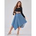 Women's Clothing High-Waisted Slimming Mid-Length Denim Skirt Irregular Design With Elastic Waistband For Women Fashion_ecoleips.com