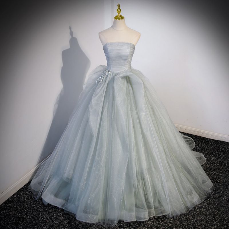 Women's Clothing Elegant French Strapless Ball Gown Princess A-Line Dress Weddings, Evening Parties, Hosting & Performances (Available In XS-XXL)_ecoleips.com
