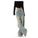 Retro Yellow Mud Straight Leg Jeans High Waist Loose Design Floor Length Wide Leg Pants for Women Summer 2026 New American Style_ecoleips.com