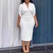 Women's Clothing V Neck Strappy Back Hollow Slit Hip Dress_ecoleips.com
