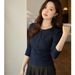 2025 #Craftsmanship Selection # Waist Fold Maillard Chic Bag Cloth Button Long Sleeve T-Shirt For Women's Temperament Pure_ecoleips.com