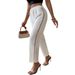 Voya 2026 European American Women's Sexy Casual Design With Subtle Side Cutouts And Elastic Drawstring Elastic Drawstring Straight Leg Pants_ecoleips.com