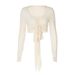 Street-style Design, Irregular Deep V-neck Tie-up Long-sleeve Blouse, Stylish And Versatile Casual Cropped Cardigan Top_ecoleips.com