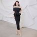 Verve Hot Selling Women's Off-Shoulder Two-Piece Set With Ruffle Trim Bodycon Dress_ecoleips.com