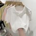 Summer Soft Women's Polo Neck Short Sleeve Knit Top Breathable Casual Shirt for Daily Wear Stylish Knitted Top_ecoleips.com