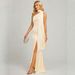 Sophisticated Women's Halter Neck High Slit Bodycon Evening Dress For Banquet & Party_ecoleips.com