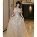 Women's Clothing Banquet Evening Dress One Shoulder Sexy Fur Collar Morning Gown Female Bride Engagement Dress_ecoleips.com