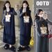 Autumn Winter New Korean Fashion Embroidered Cartoon Bear Sweater 2-Piece Set Maternity Dress_ecoleips.com