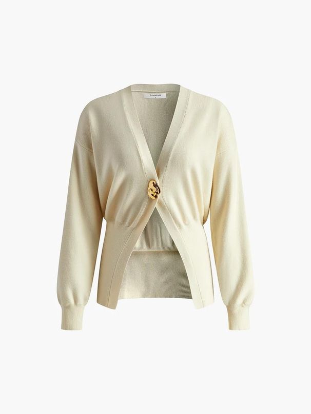 Women's Clothing Women's Sweater Temperament Elegant Solid Color Long Sleeved Button Knitted Cardigan_ecoleips.com