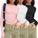 Women's Casual Long Sleeved Spring And Autumn Solid Color Slim Fit Pullover T-shirt Women's Street Wear Bottom Top Three_ecoleips.com
